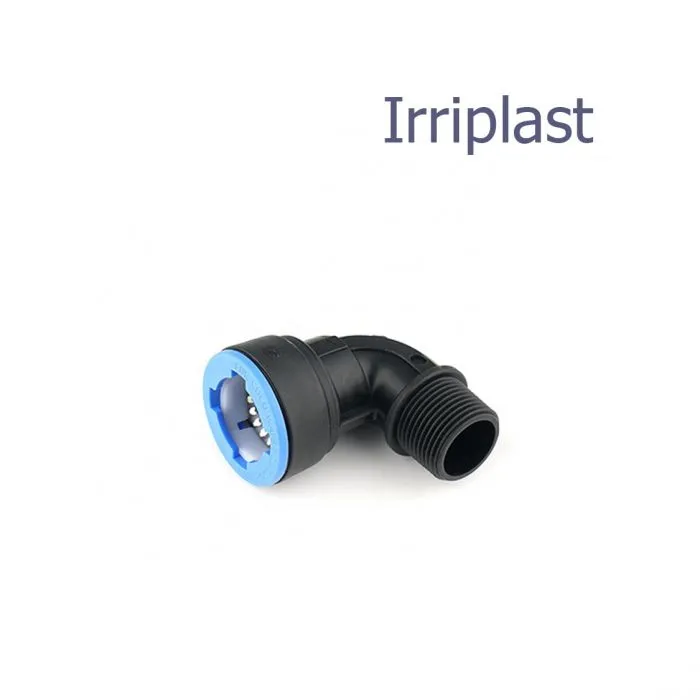 Отвод 90º ПНД компрессионный с наружной резьбой Irriplast push-fit